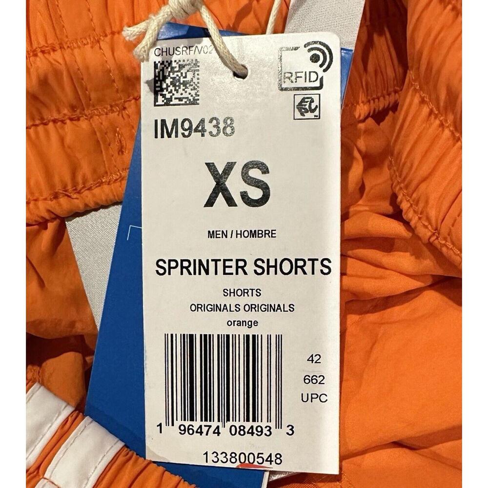 Adidas Originals Sprinter 3 Stripe Trefoil Men’s Orange XS Shorts New Sportswear - Picture 5 of 5
